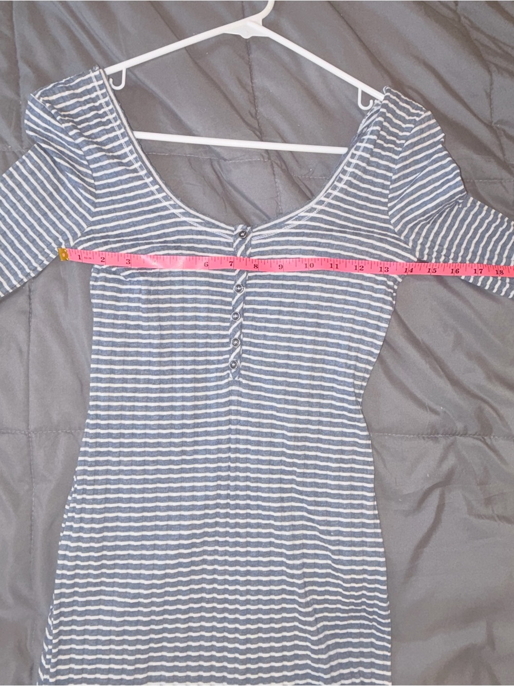 Free People Blue & White Striped Ribbed Henley Midi Dress XS - Picture 3 of 6